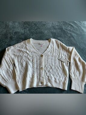 Cream Cable Knit Button sweater